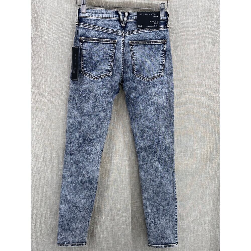 Veronica Beard Brooke Mid Rise Skinny Jeans Women's 26 Indigo Acid Wash - Picture 4 of 12